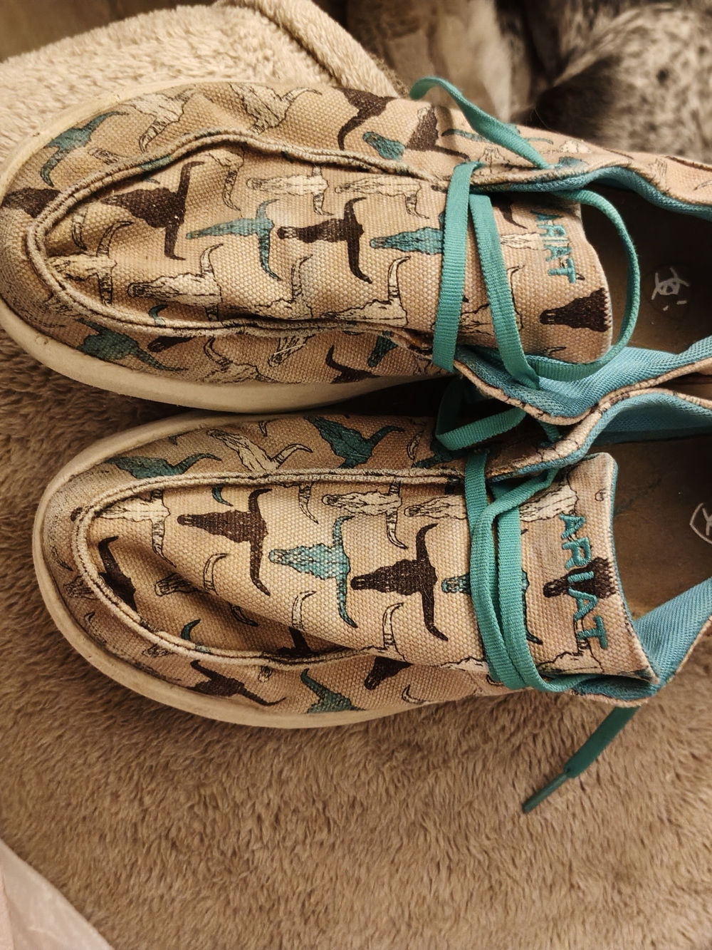 Ariat Women's Canvas Sneakers in Teal and Beige